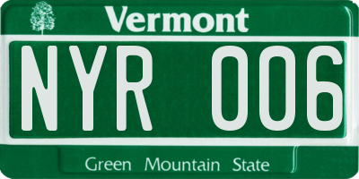 VT license plate NYR006