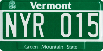 VT license plate NYR015