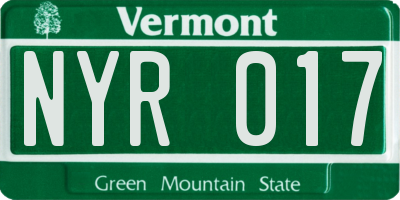 VT license plate NYR017