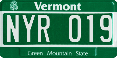 VT license plate NYR019