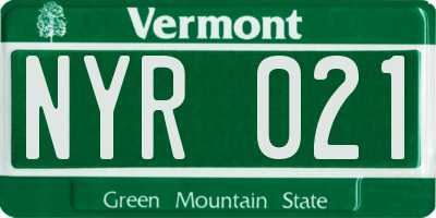 VT license plate NYR021