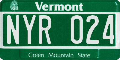VT license plate NYR024