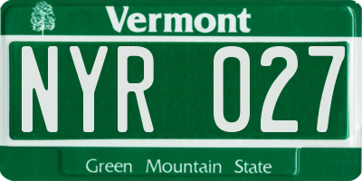 VT license plate NYR027