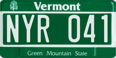 VT license plate NYR041