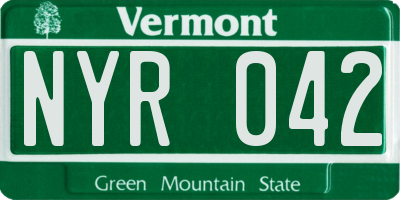 VT license plate NYR042