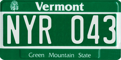 VT license plate NYR043