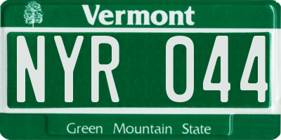 VT license plate NYR044