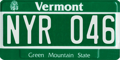 VT license plate NYR046