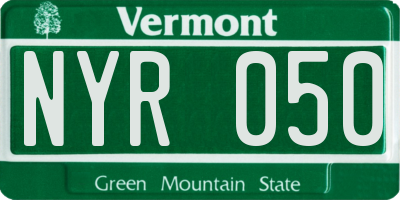 VT license plate NYR050