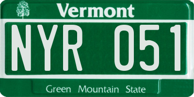 VT license plate NYR051