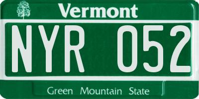 VT license plate NYR052