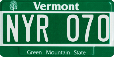 VT license plate NYR070
