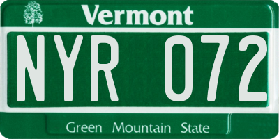 VT license plate NYR072