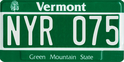 VT license plate NYR075