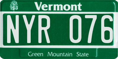 VT license plate NYR076