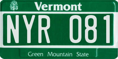 VT license plate NYR081