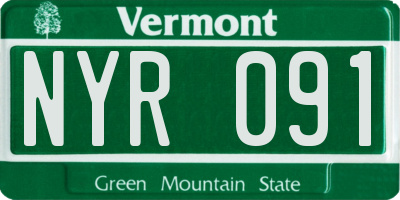 VT license plate NYR091