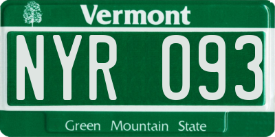 VT license plate NYR093
