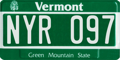 VT license plate NYR097