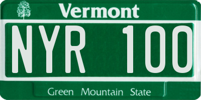 VT license plate NYR100