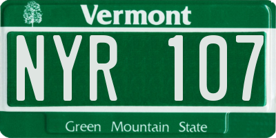 VT license plate NYR107