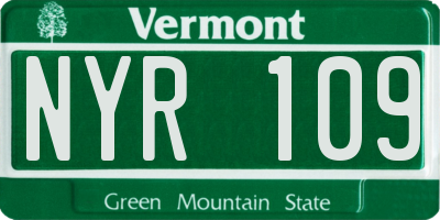 VT license plate NYR109