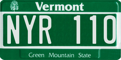 VT license plate NYR110