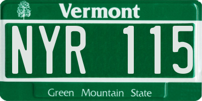 VT license plate NYR115