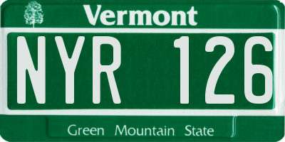 VT license plate NYR126