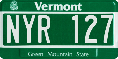 VT license plate NYR127
