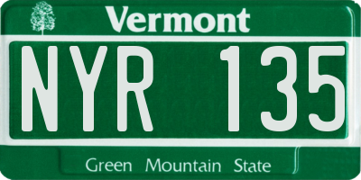 VT license plate NYR135