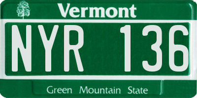 VT license plate NYR136