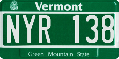 VT license plate NYR138
