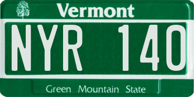VT license plate NYR140