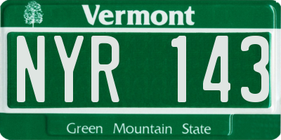 VT license plate NYR143