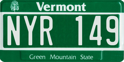 VT license plate NYR149