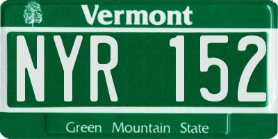 VT license plate NYR152