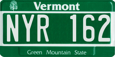 VT license plate NYR162