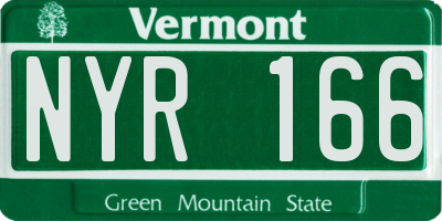 VT license plate NYR166