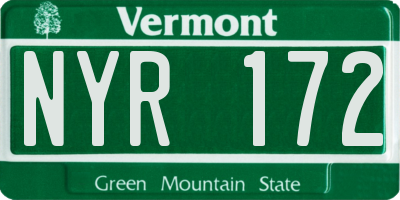 VT license plate NYR172