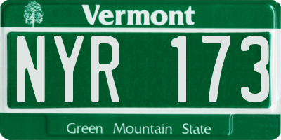VT license plate NYR173
