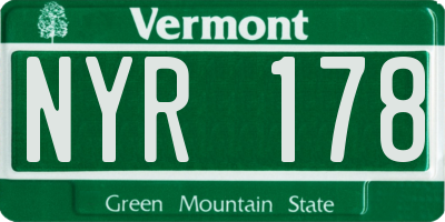 VT license plate NYR178