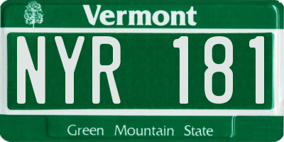 VT license plate NYR181