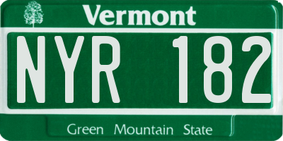 VT license plate NYR182