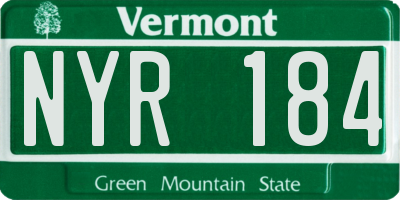 VT license plate NYR184