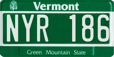 VT license plate NYR186