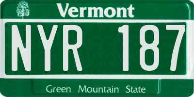 VT license plate NYR187