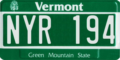 VT license plate NYR194