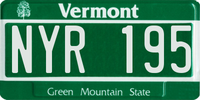VT license plate NYR195