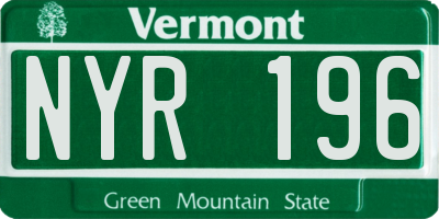 VT license plate NYR196